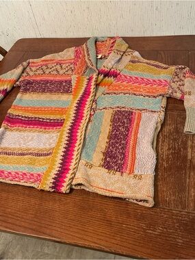 Anthropologie Pilcro Cardigan Women’s M/L Chunky Cross Knit Sweater Pockets